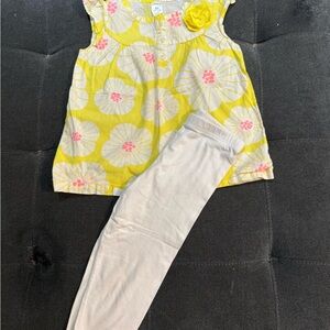 Carter's Yellow Floral Top with white Leggings